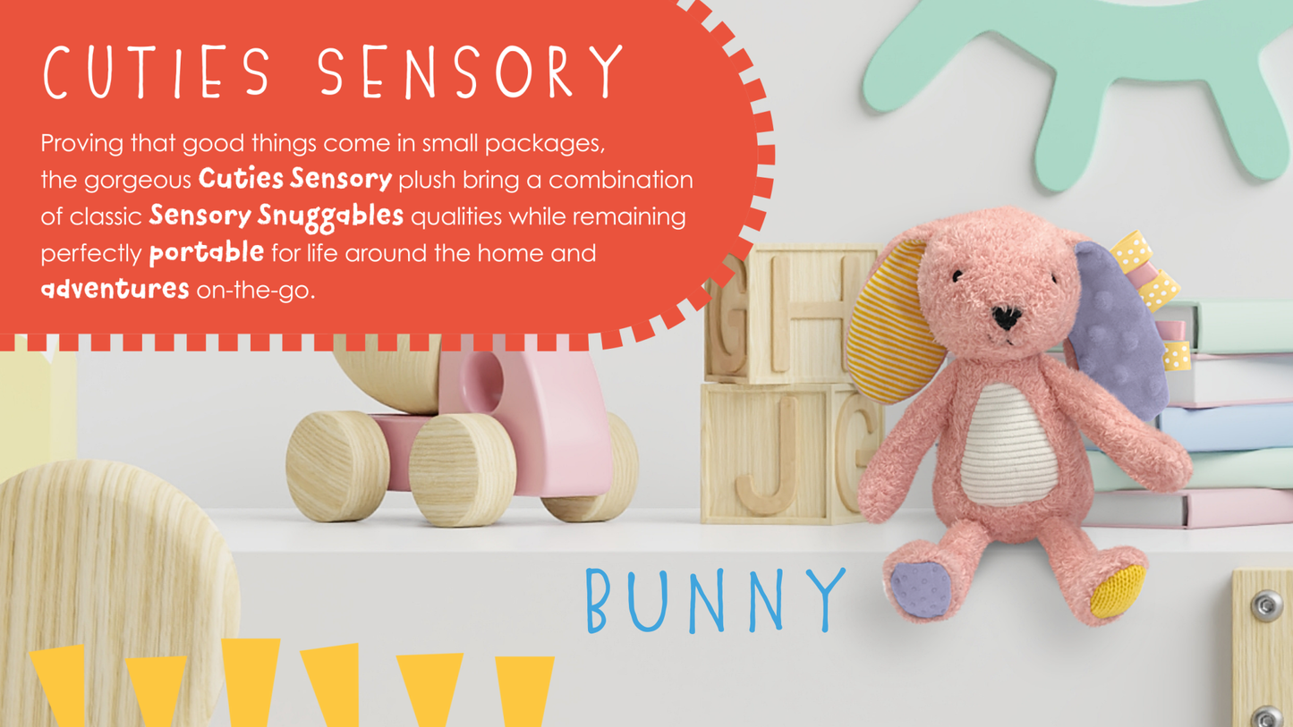 Sensory Snuggables Small Plush Pink Rabbit (polybag/swingtag)