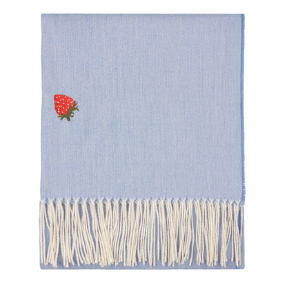 Fruits Lightweight Embroidered Throw Berry Sweet Blue