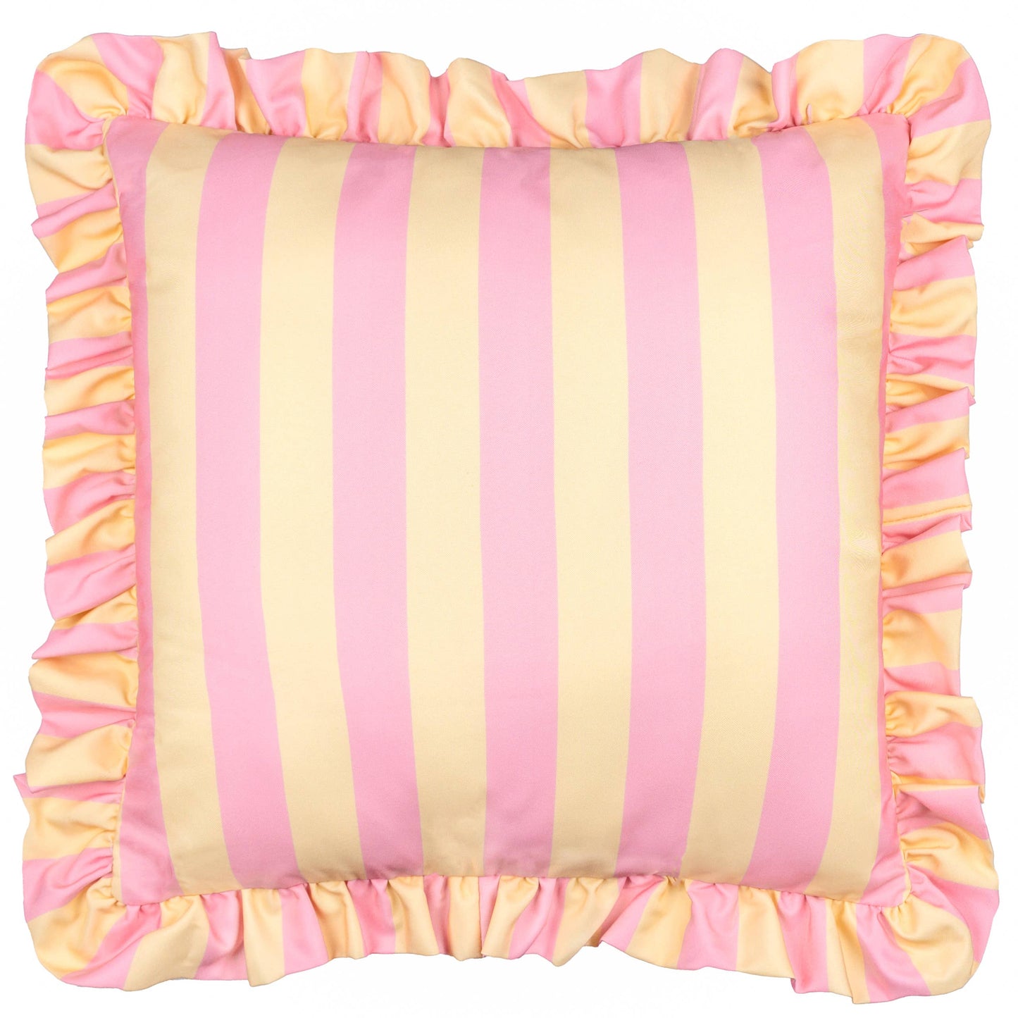 Palm Royale Stripe Ruffle Outdoor Cushion Pink/Yellow