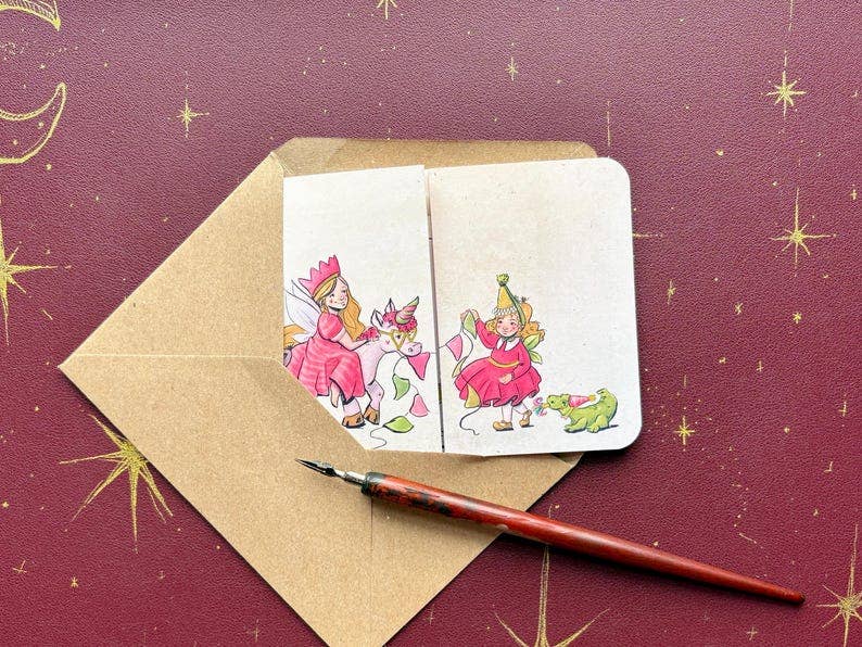 Vintage Inspired Party Animal Kids Birthday Card: Handmade Fold Out Card