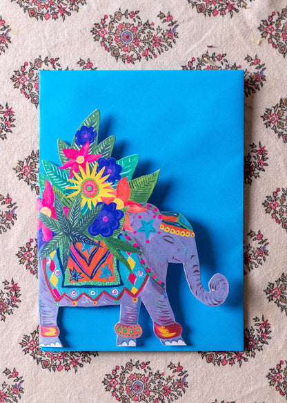'Elephant Parade' Die-Cut Greetings Card
