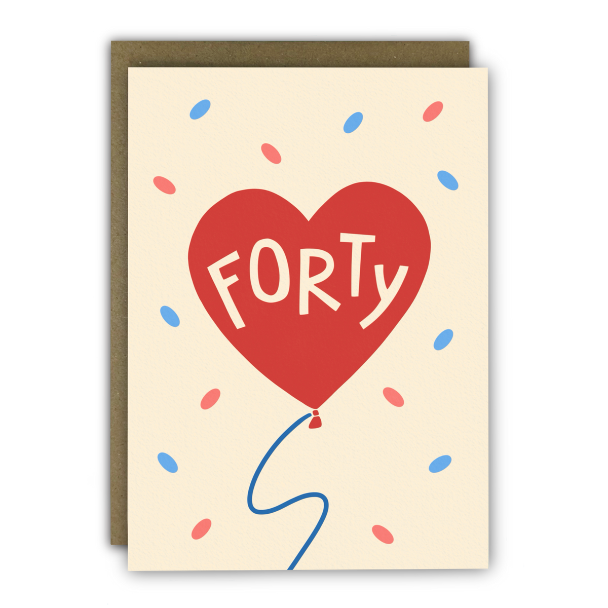 40th Birthday Card “Forty” Love Heart Balloon - Age Card