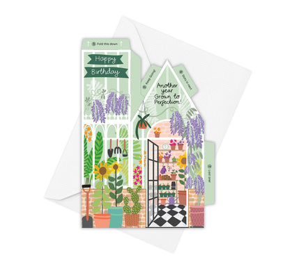 Greenhouse Birthday Card – 3D Slot Together Greeting Card