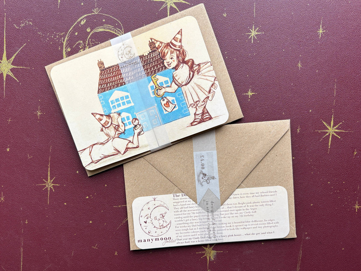 Hand-Illustrated Fold-Out Dollhouse Card – New Home Congratulations Greeting – UK Artist Design