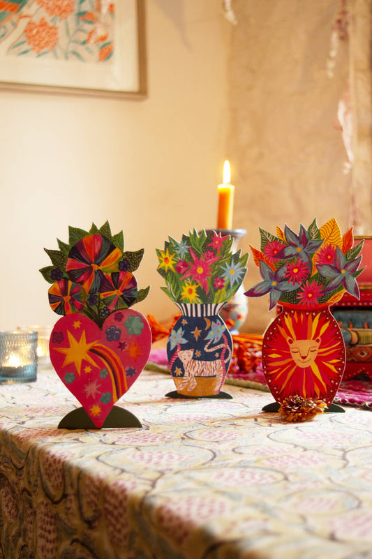 'Magical Pop Up Heart Vase' Greetings Card