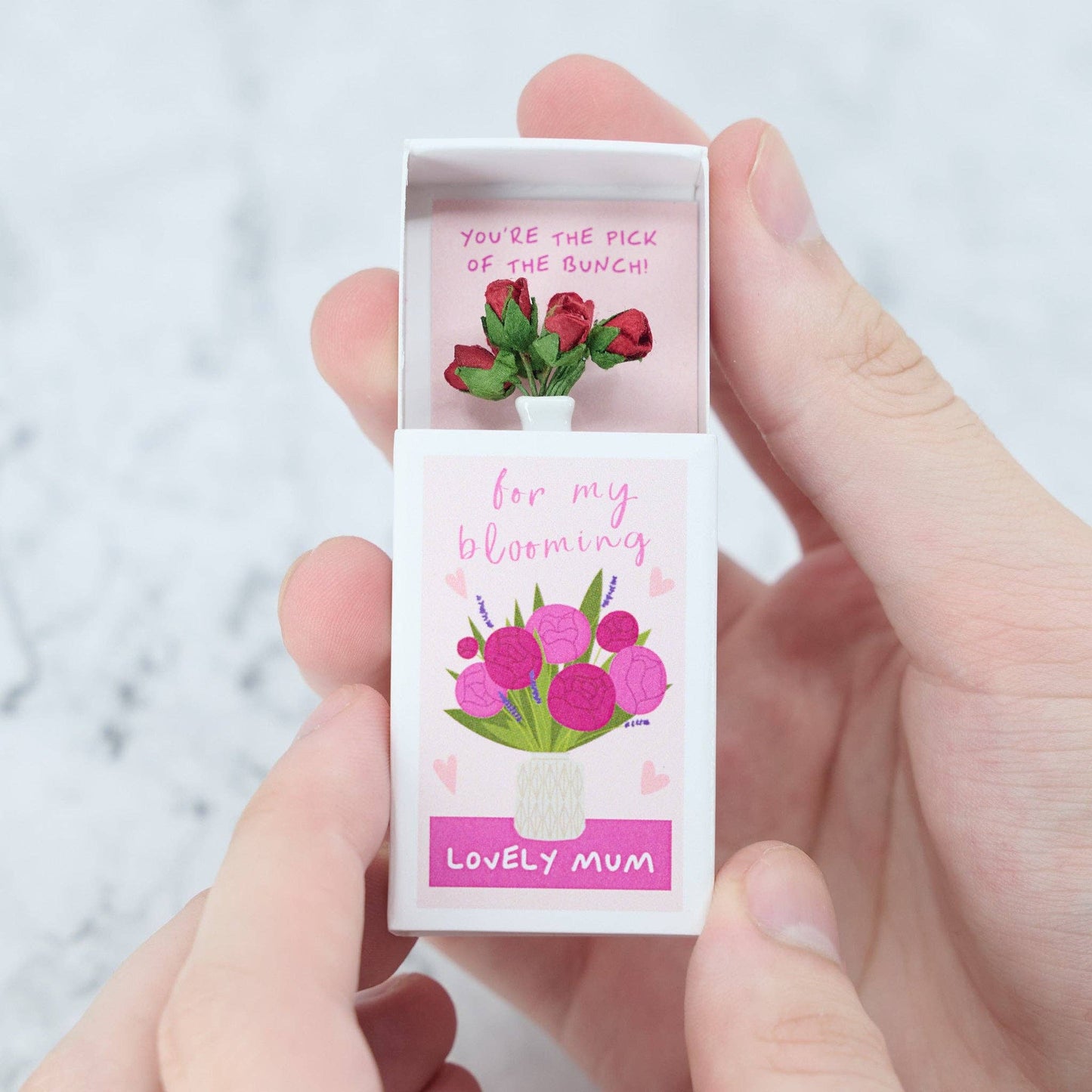For My Blooming Lovely Mum Vase Of Flowers In A Matchbox