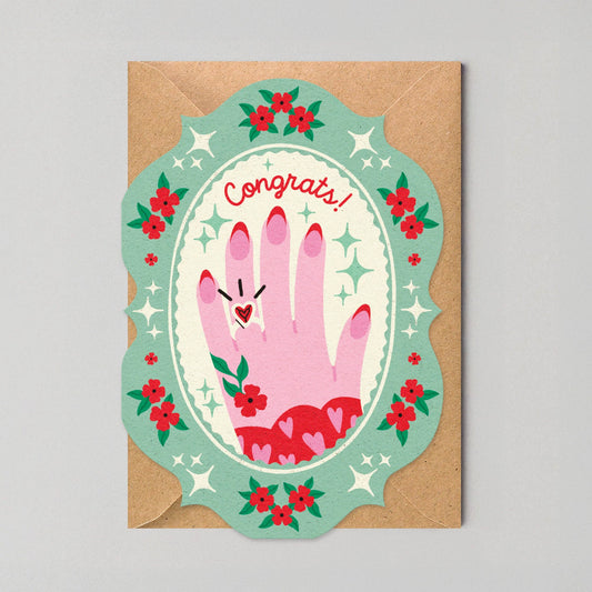 Congrats Ring Engagement Card | Unique Shaped Greeting Card