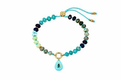 Zaha Blue Gold Charm Carrier Bracelet