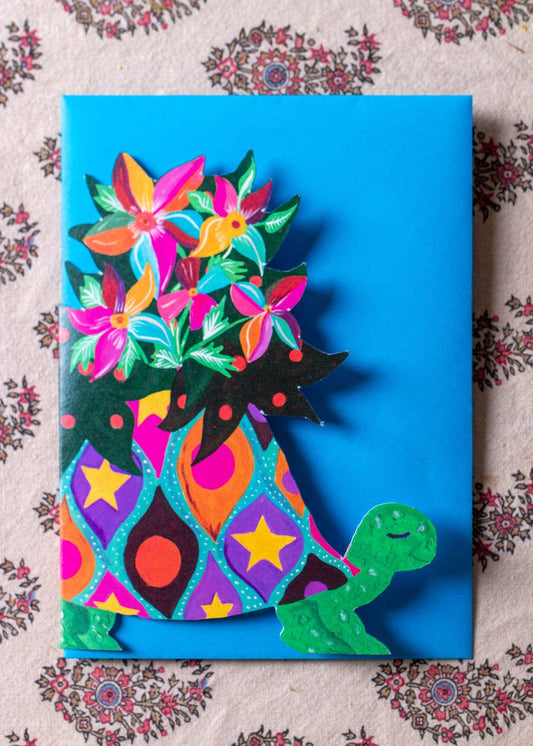 'Tortoise Parade' Die-Cut Greetings Card