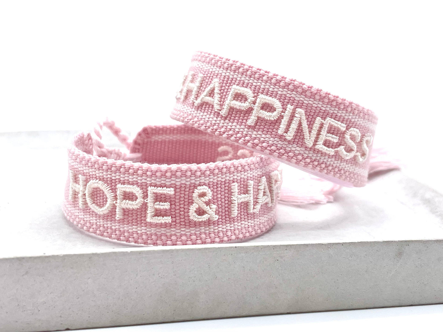 HOPE & HAPPINESS Statement Bracelet woven, embroidered