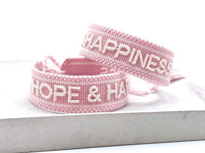 HOPE & HAPPINESS Statement Bracelet woven, embroidered