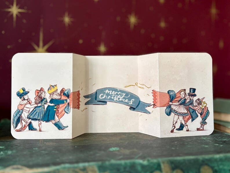 Vintage Christmas Cracker Card “Nutcracker” , Hand Illustrated Card by UK artist Manymoon Fables