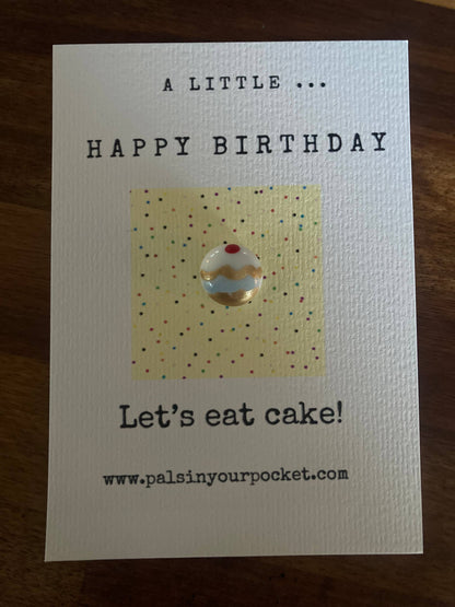 Happy birthday let’s eat cake! Postal. Foodie. Novelty. Cake