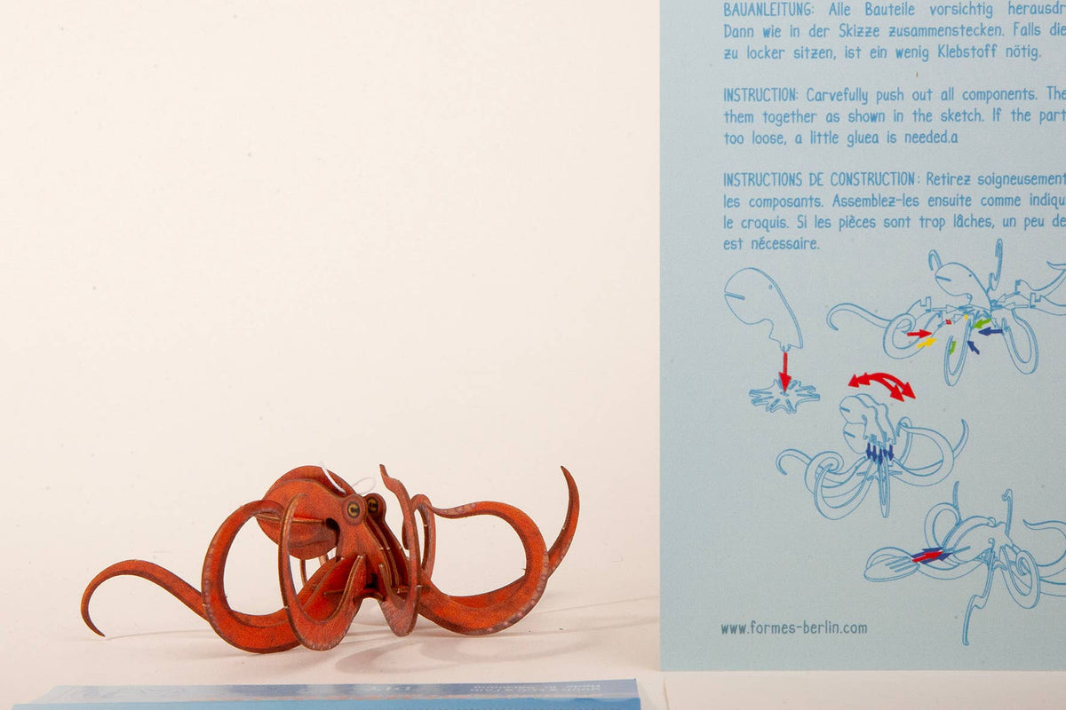3D Puzzle Wooden Octopus greeting Card Octopus