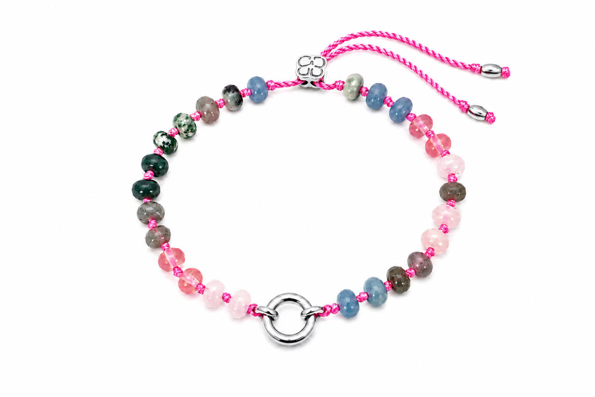 Zaha Pink Silver Charm Carrier Bracelet