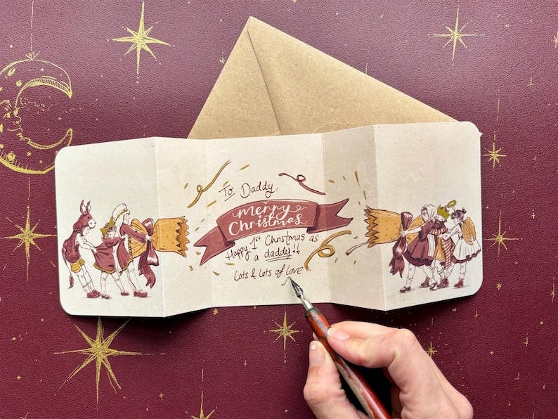 Vintage Christmas Cracker Card “The School Nativity”