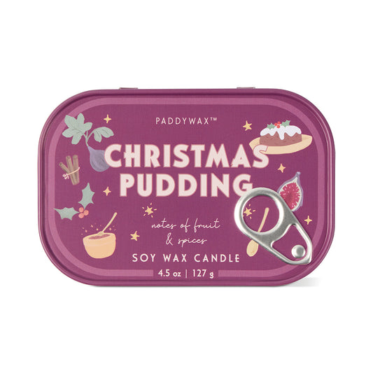 Paddywax Bistro Christmas Pudding Printed Tin Candle