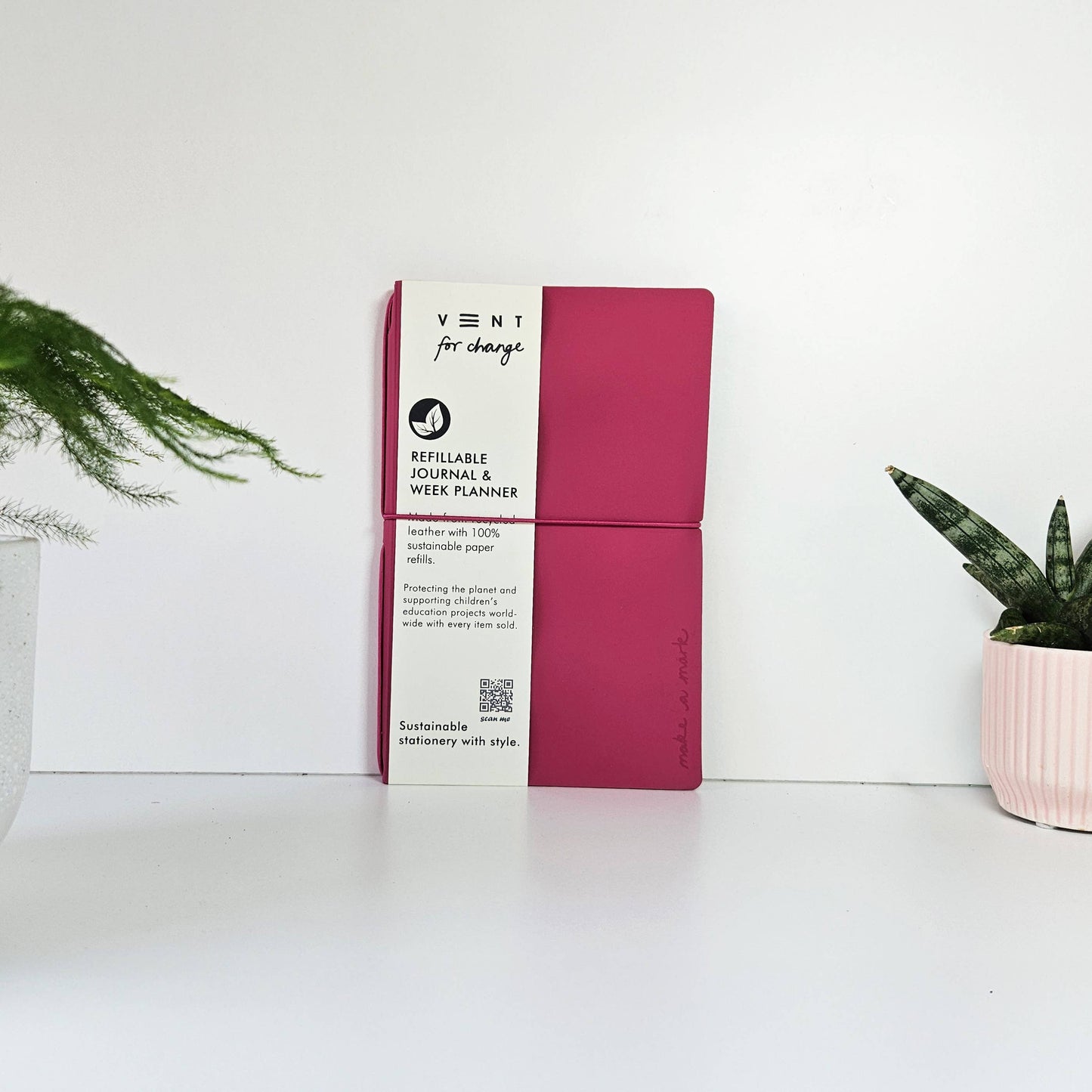 Planner/Journal Recycled Leather Refillable - Pink