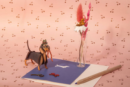 3D puzzle wooden Dachshund greeting card Dachshund for dressing up