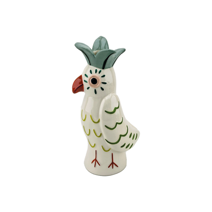Naive soliflore with green bird motif, L11.5 cm, W8 cm, H21.