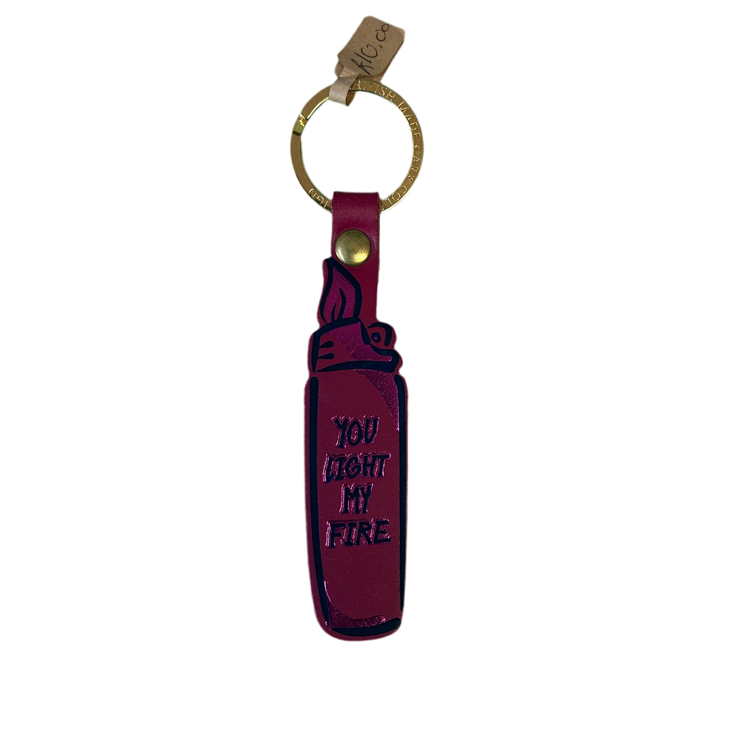 You light my fire key fob magenta