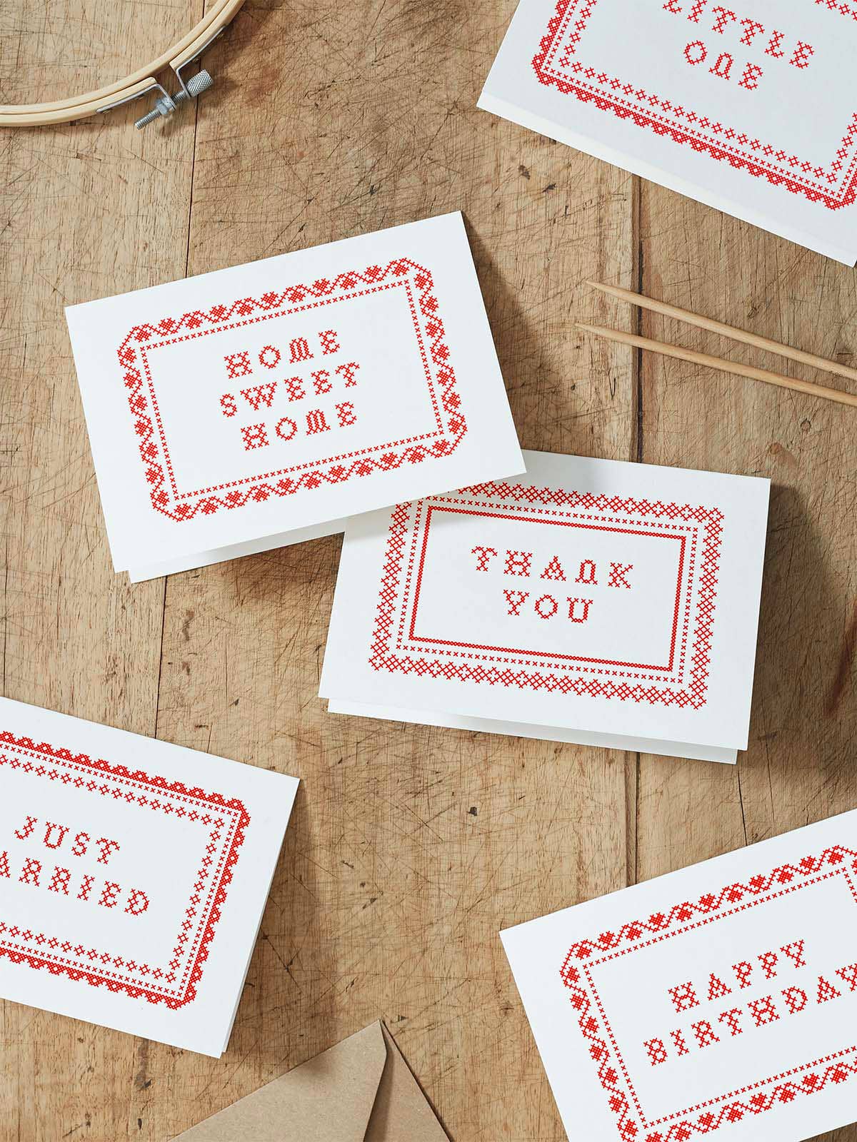 Just Married Wedding Card | Cross Stitch | Screen Print Art