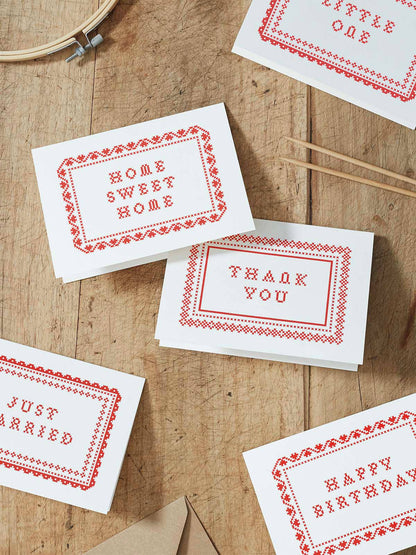 Just Married Wedding Card | Cross Stitch | Screen Print Art