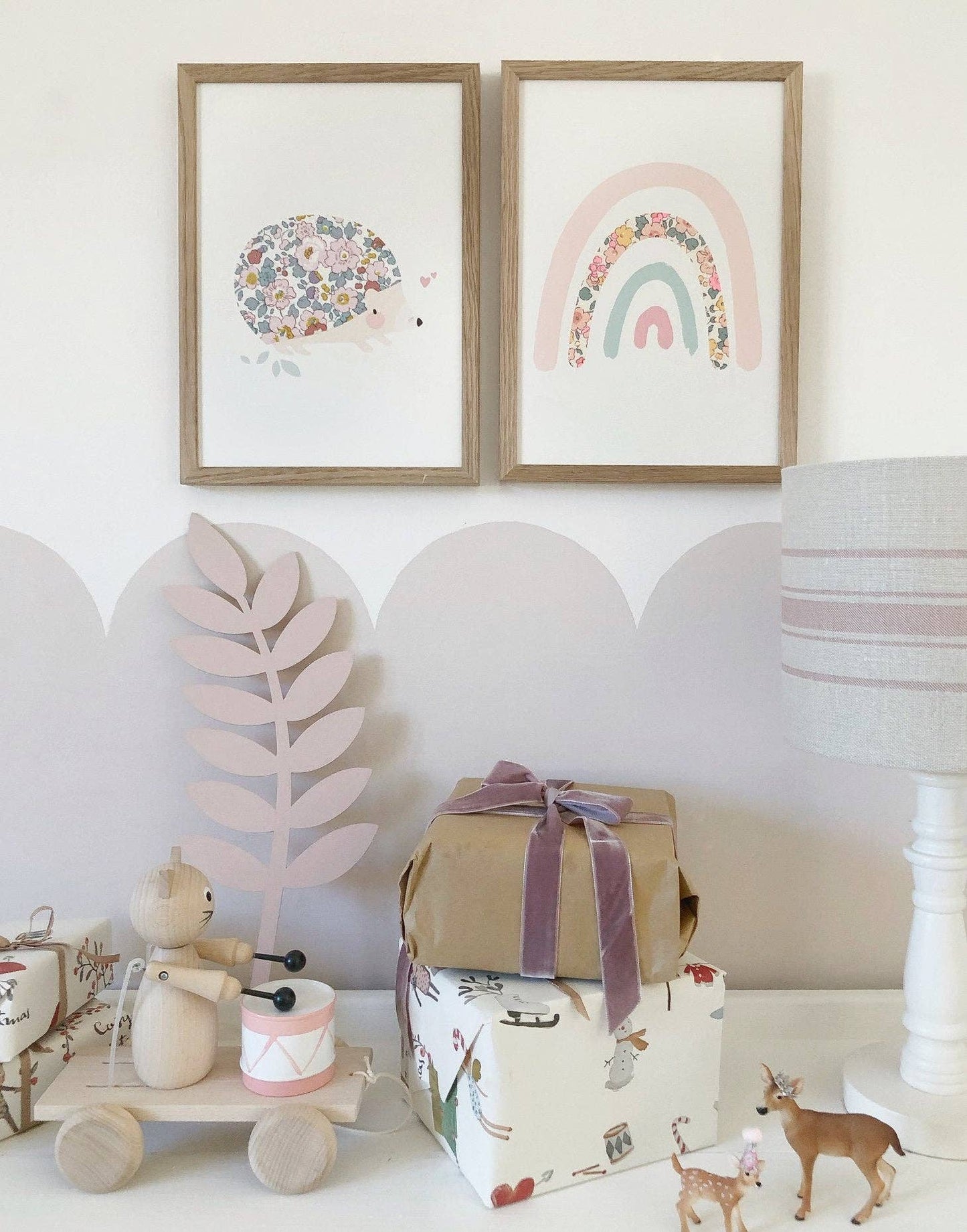 Rainbow Nursery Art - made with Liberty fabric