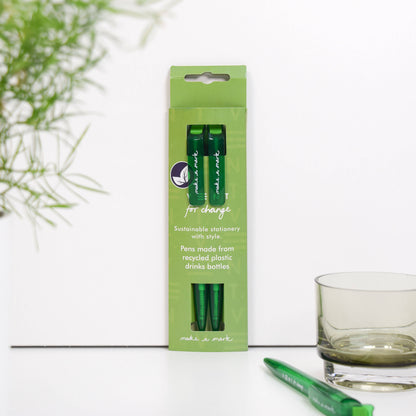 Pens Recycled Drinks Bottle Make a Mark - Green