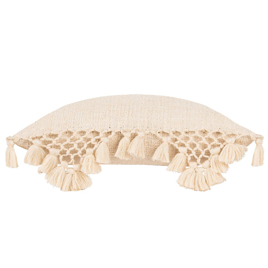 Anko Macrame Tassel Trim Cushion Oatmeal