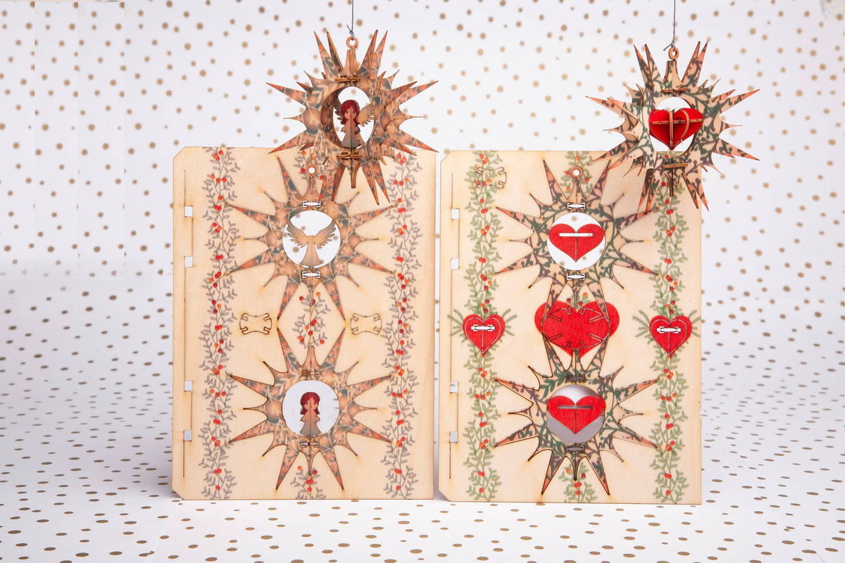 Christmas ornament with heart 3D decorative greeting card