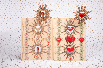 Christmas ornament with heart 3D decorative greeting card