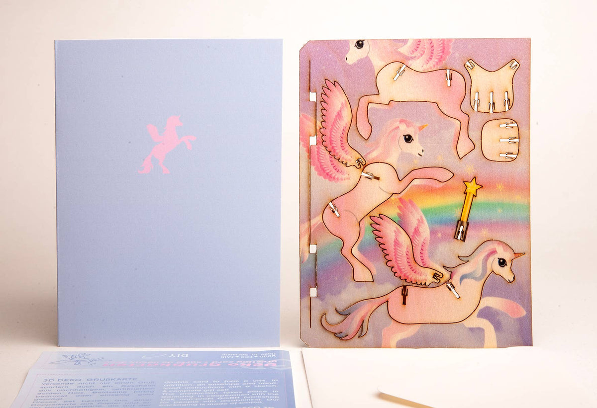 3D wooden puzzle Unicorn greeting card Unicorn