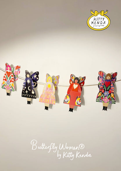 Butterfly Woman Sitting Greeting Card - Folka