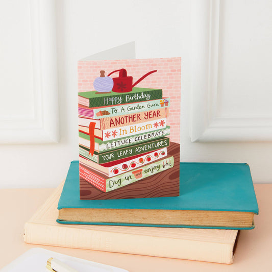 Happy Birthday Garden Guru - Foiled Bookish Birthday Card