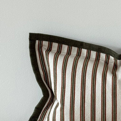 Fleur Olive and Terracotta Stripe Cushion 50x30