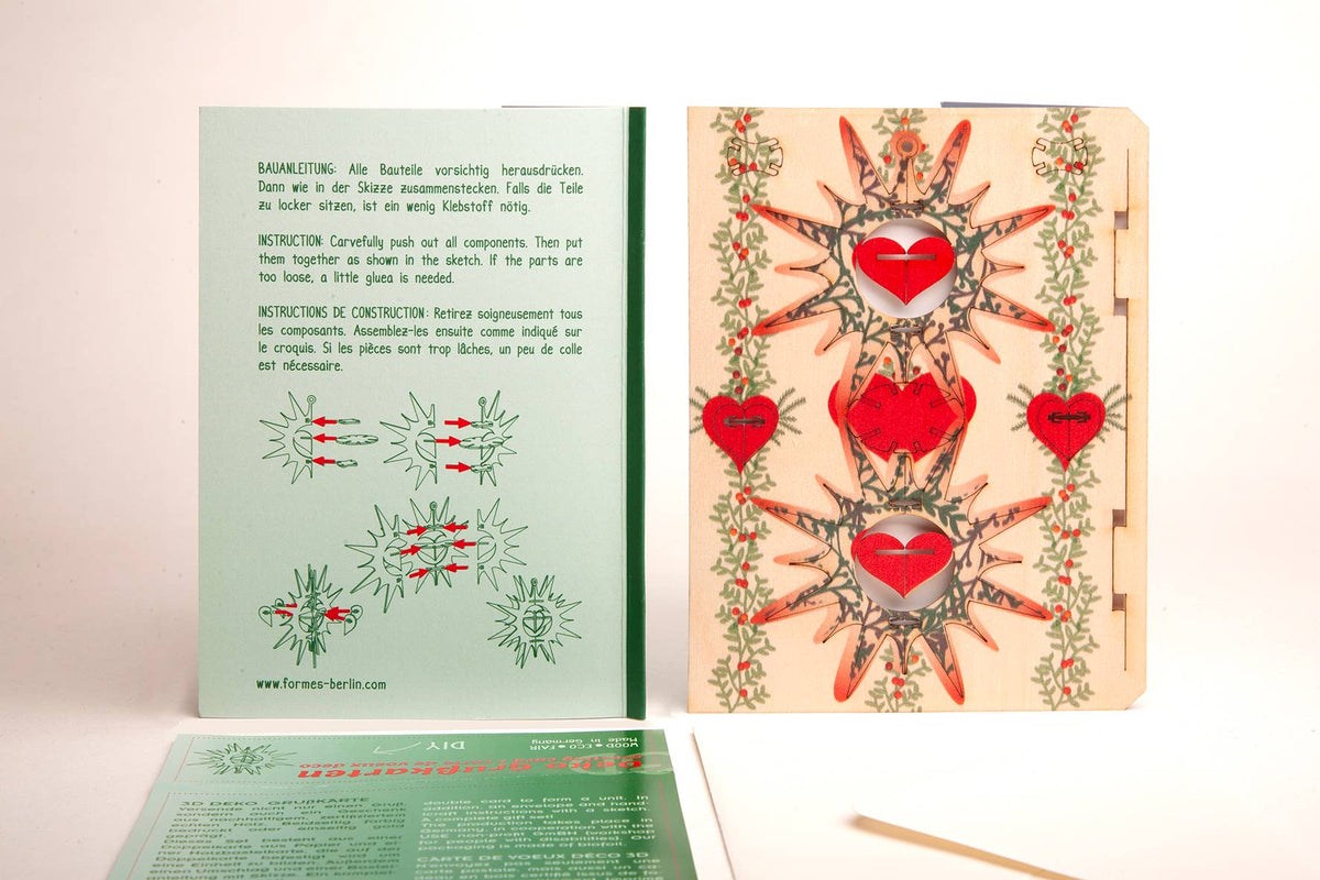 Christmas ornament with heart 3D decorative greeting card