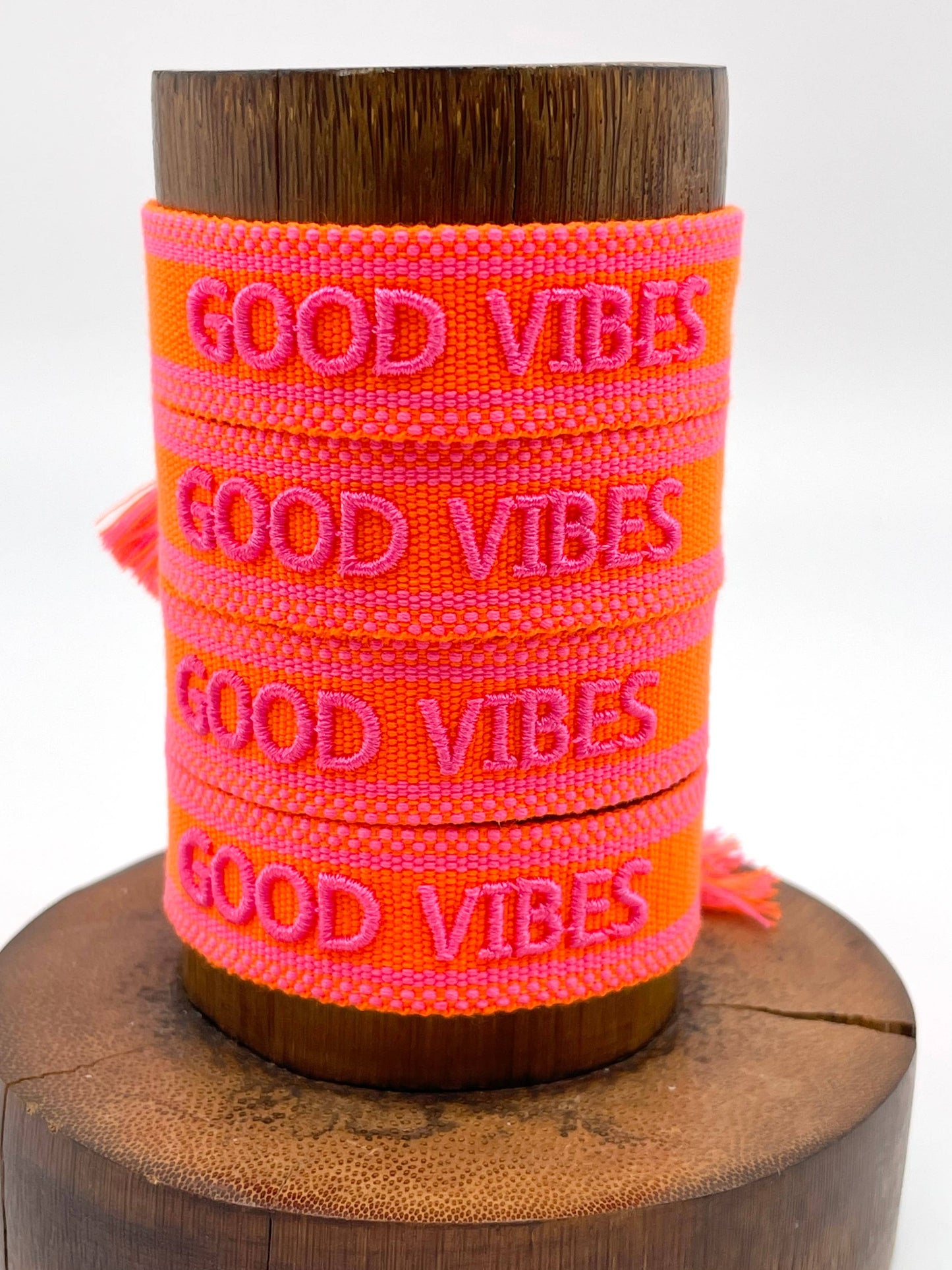 GOOD VIBES statement bracelet woven, embroidered