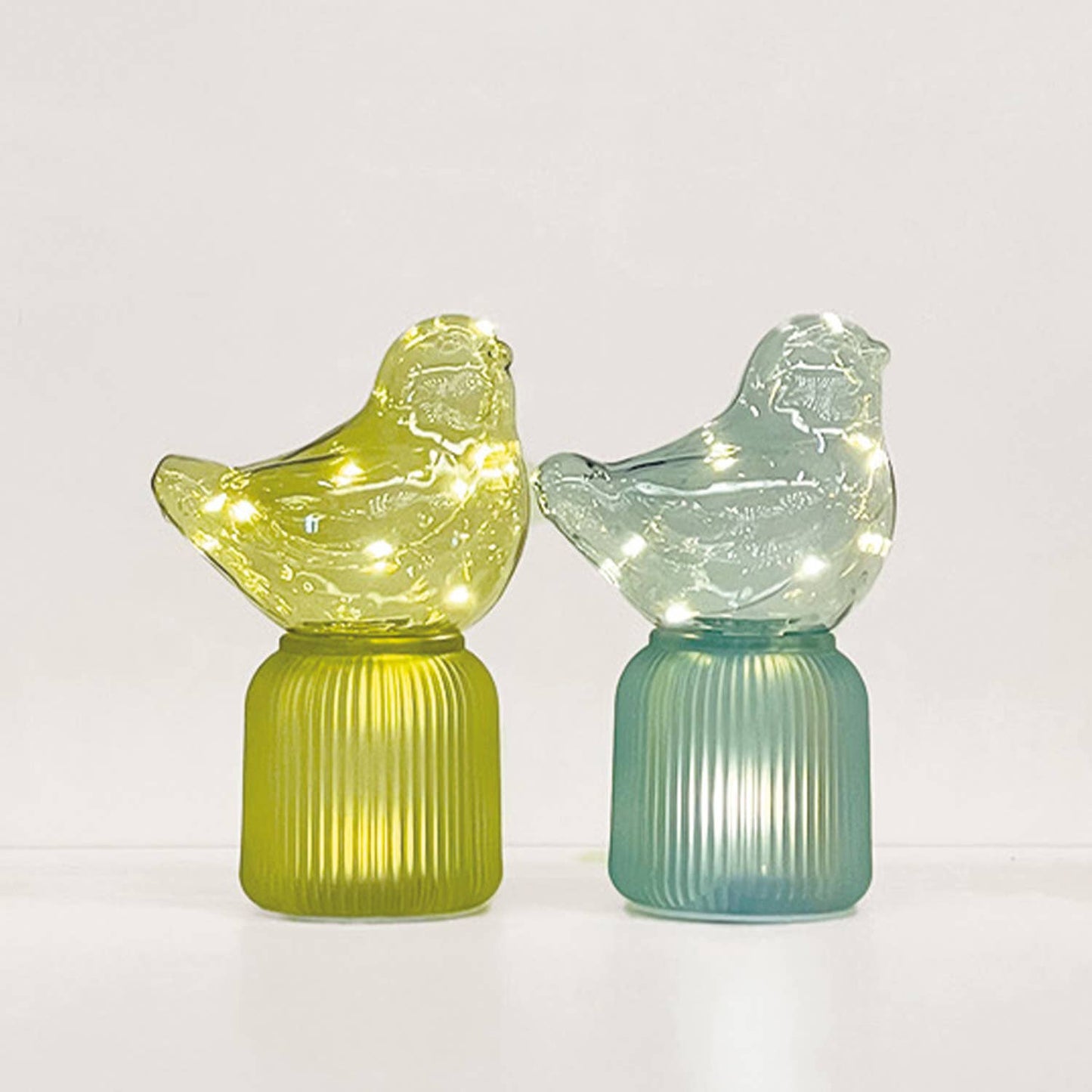 LED decorative bird, green, battery-operated, L12.5 x D8.5 x H18.5 cm