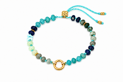 Zaha Blue Gold Charm Carrier Bracelet