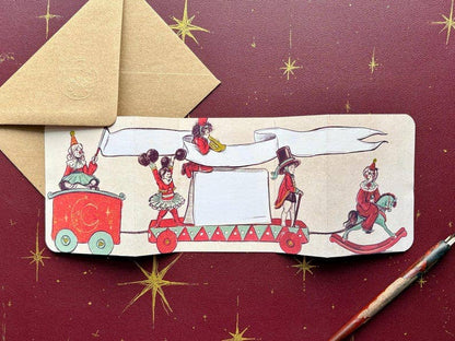 Vintage Circus Celebration Fold out Greeting Card for all occasions