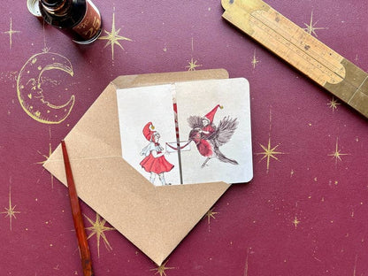 Merry Birthday - Vintage inspired fold out Christmas Birthday Card