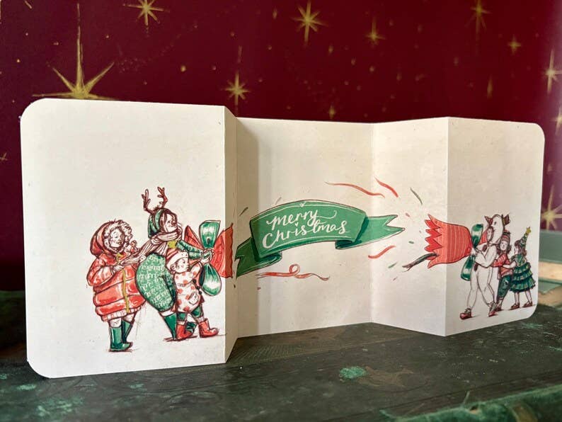 Vintage Christmas Cracker Card “The Carol Singers”
