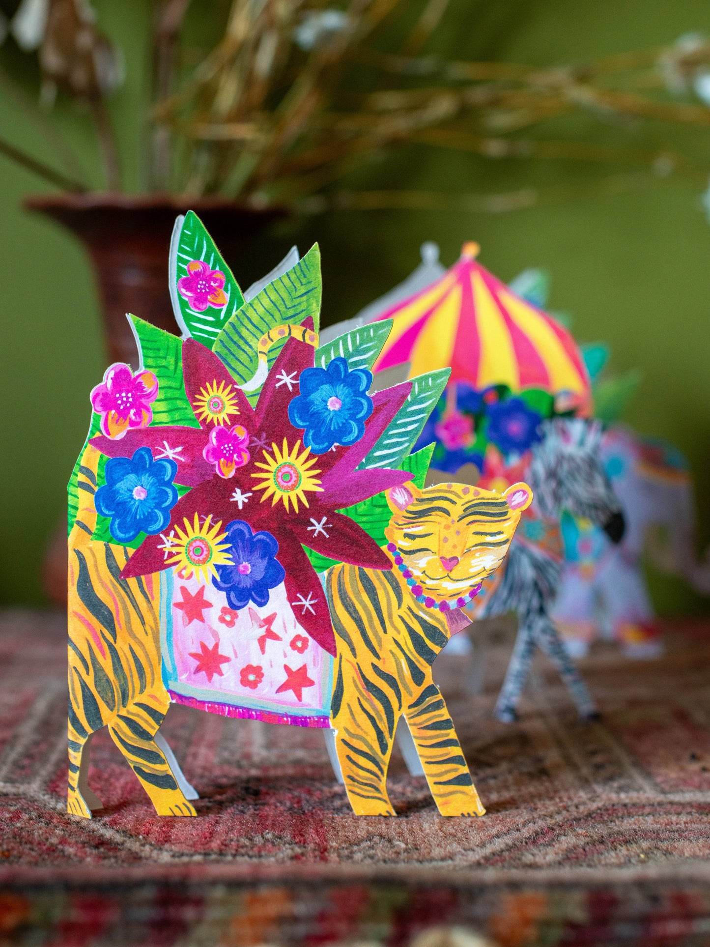'Tiger Parade' Die-Cut Greetings Card
