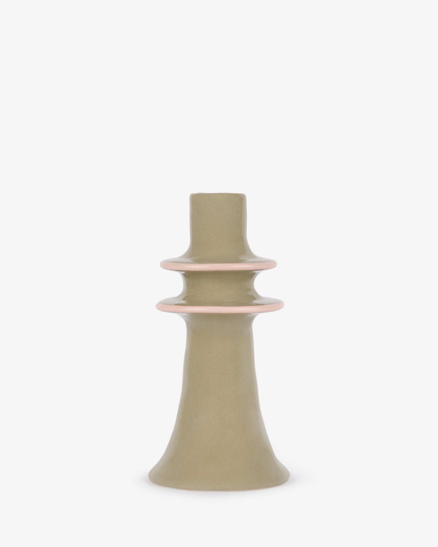Stoneware Candlestick Holder - Green
