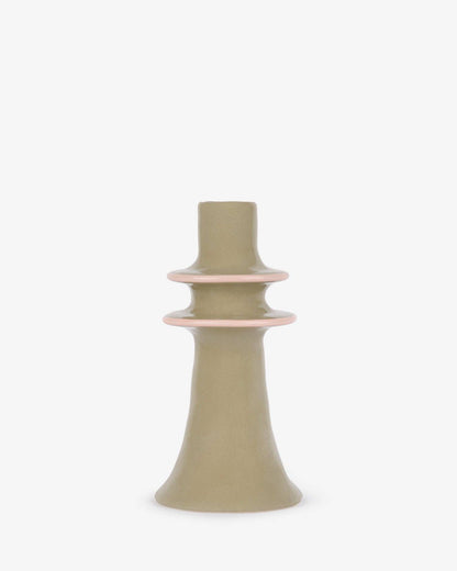 Stoneware Candlestick Holder - Green