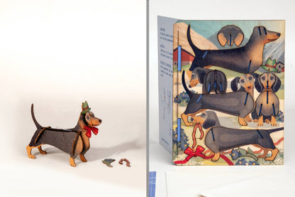 3D puzzle wooden Dachshund greeting card Dachshund for dressing up