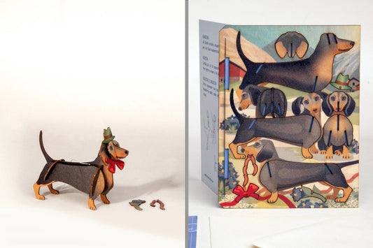 3D puzzle wooden Dachshund greeting card Dachshund for dressing up
