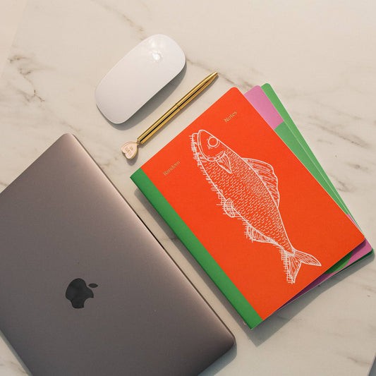 Helio Ferretti A5 Orange Pisces Random Notes Lined Notebook