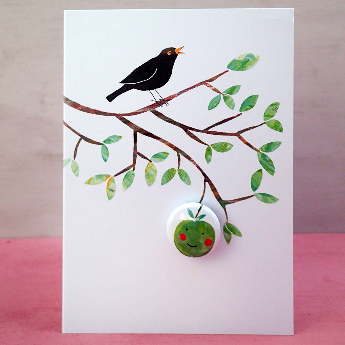 Happy Apple - Greeting card with badge